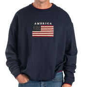 Men's American Flag Embroidered Crewneck Sweatshirt - The Flag Shirt