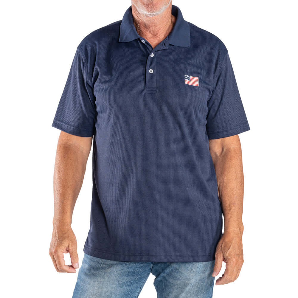Men's US Flag Performance Grid Polo - The Flag Shirt