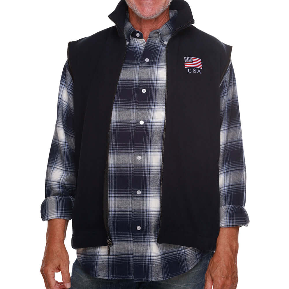 Men's Made in USA Full Zip Fleece Vest