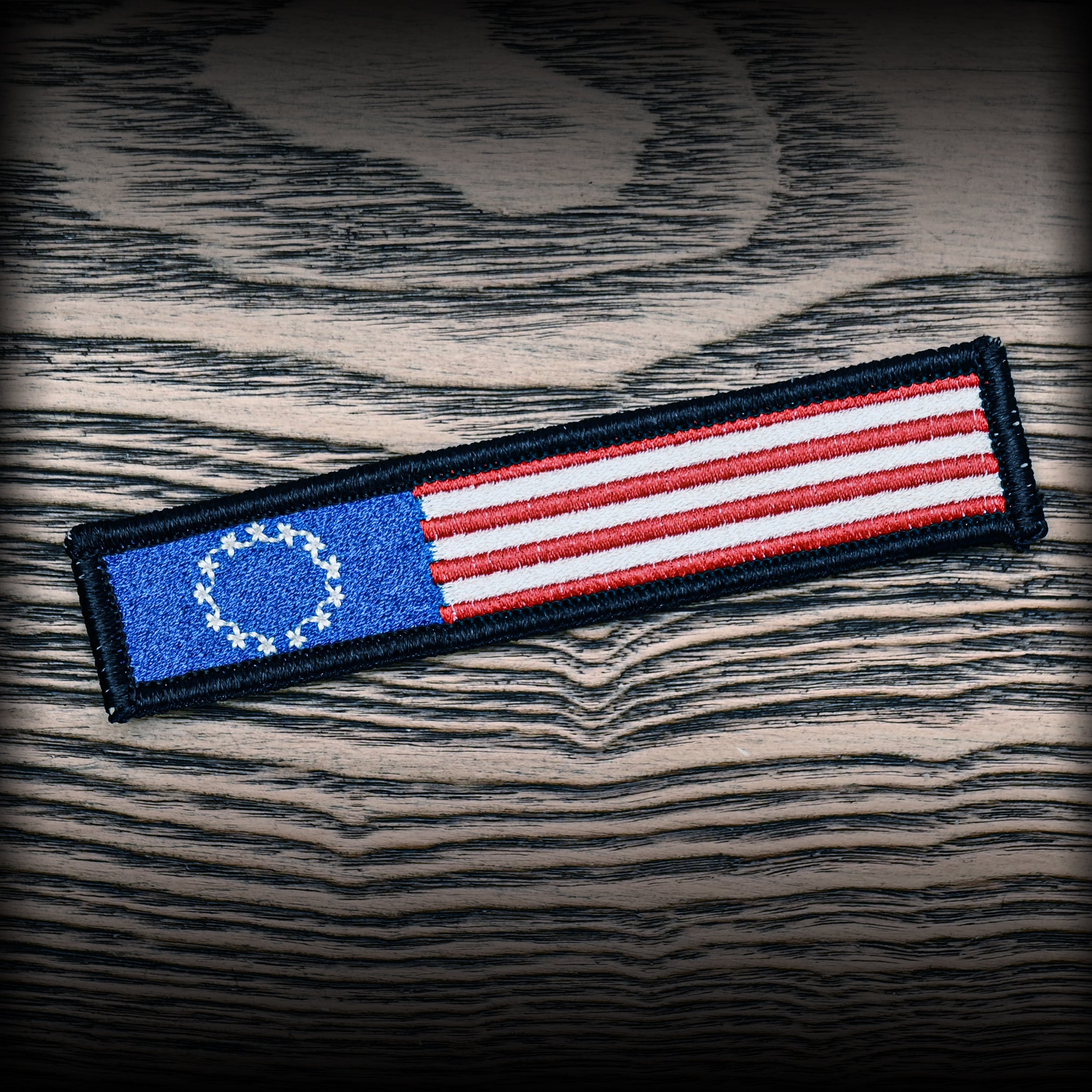 Betsy Ross 1x5 Velcro Flag Patch in Black