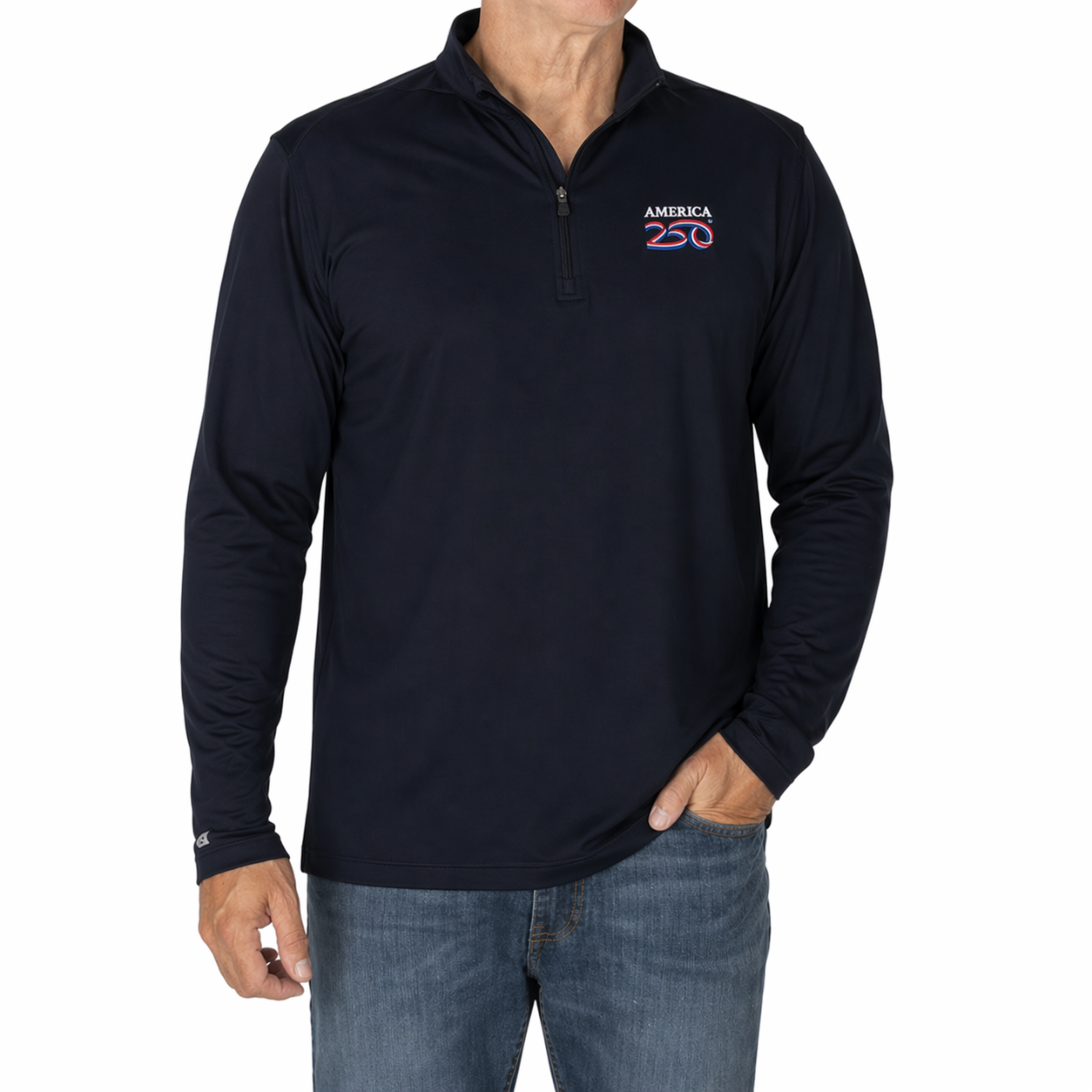 Antigua America 250 Men's Quarter Zip Pullover - Black | Premium 2026 Gear