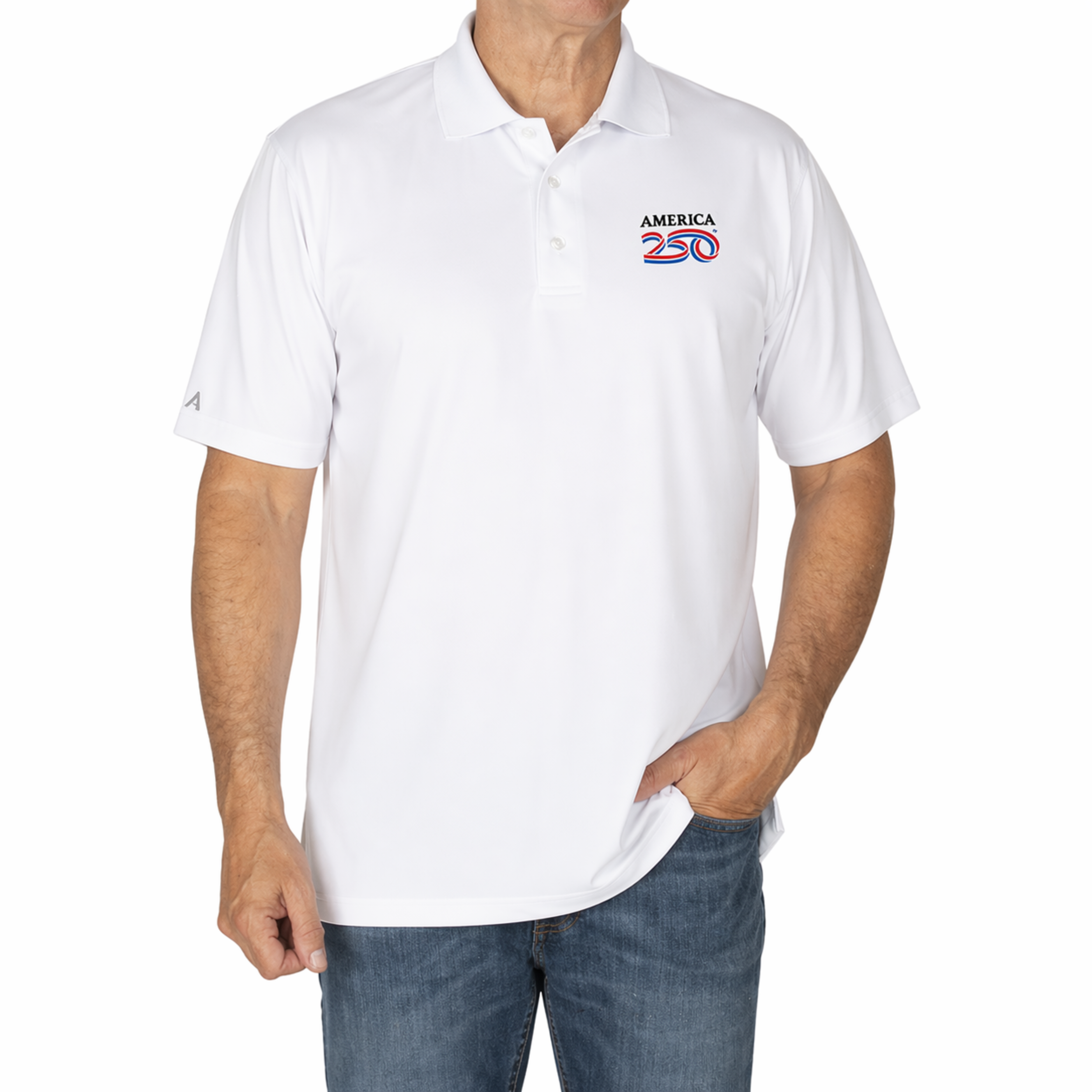 America 250 White Legacy Polo by Antigua - Premium 2026 Anniversary Performance Shirt
