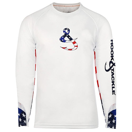 Patriotic Mens Liberty Fishing Shirt - White